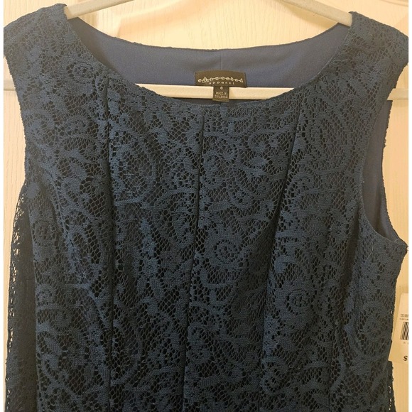 Women's Dark Teal Navy Blue Sleeveless Dress Lace Overlay, Size 8, New With Tags - Picture 5 of 9